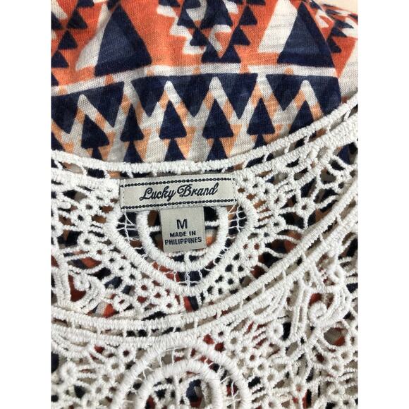 Lucky Brand Women M Maxi Dress Sleeveless Crochet Artsy Boho Geometric Pullover - Picture 6 of 8